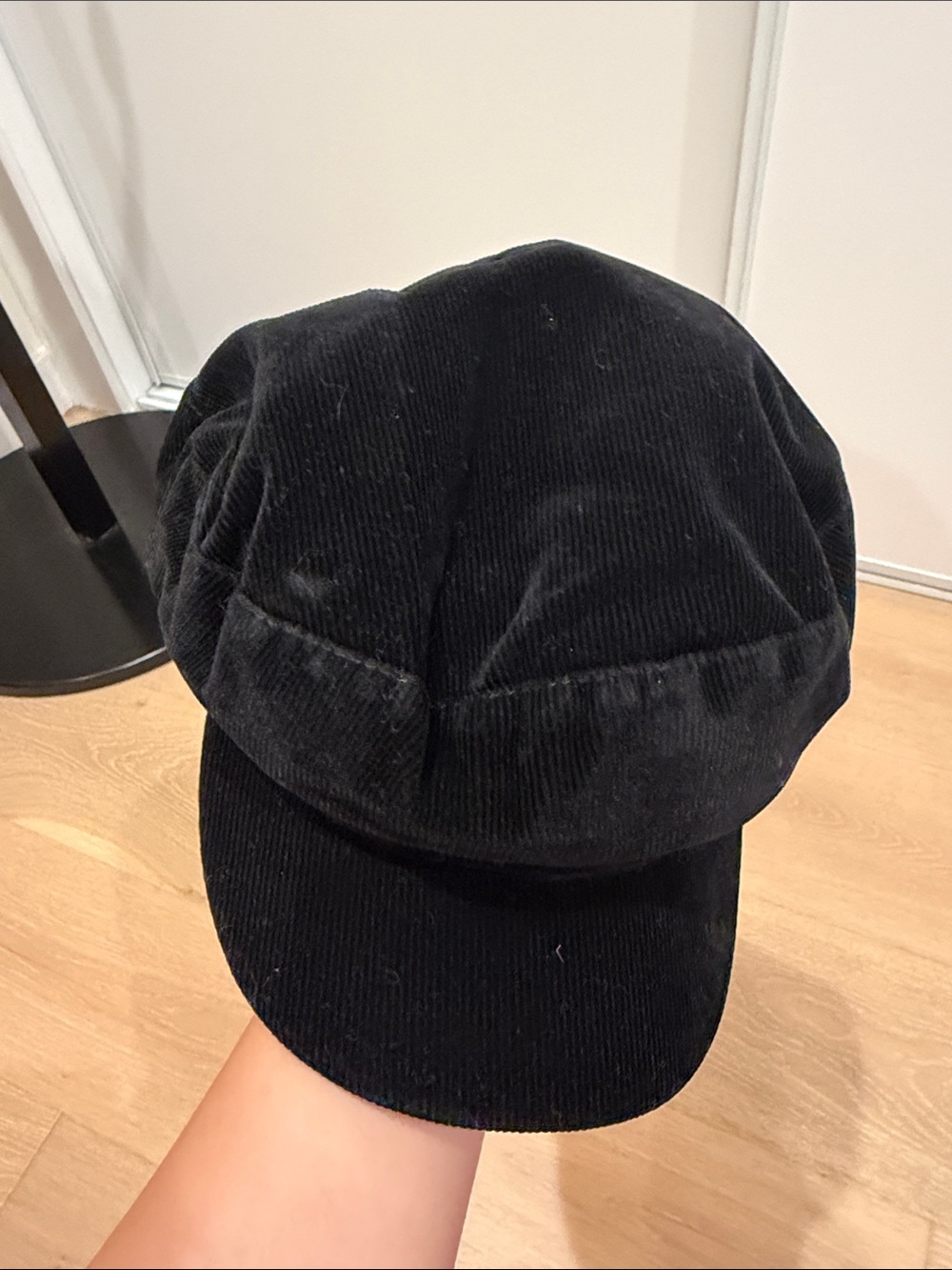 Zara Black Corduroy Baker Boy Cap